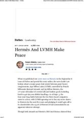 Hermès And LVMH Make Peace .